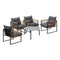 5PCS Outdoor Patio Set 70cm Grey Coffee Table Rattan Chairs