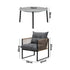 5PCS Outdoor Patio Set 70cm Grey Coffee Table Rattan Chairs