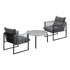 Livsip 3PCS Outdoor Patio Set Grey 70cm Table Cushioned Armchairs