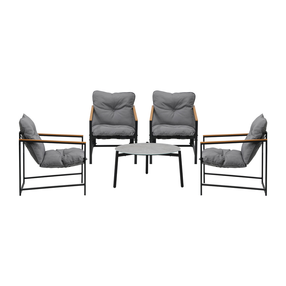 4 Seater Outdoor Patio Set 70CM Round Grey Marble Table