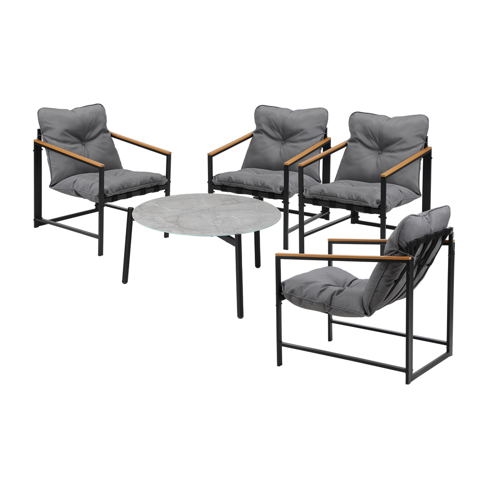 4 Seater Outdoor Patio Set 70CM Round Grey Marble Table