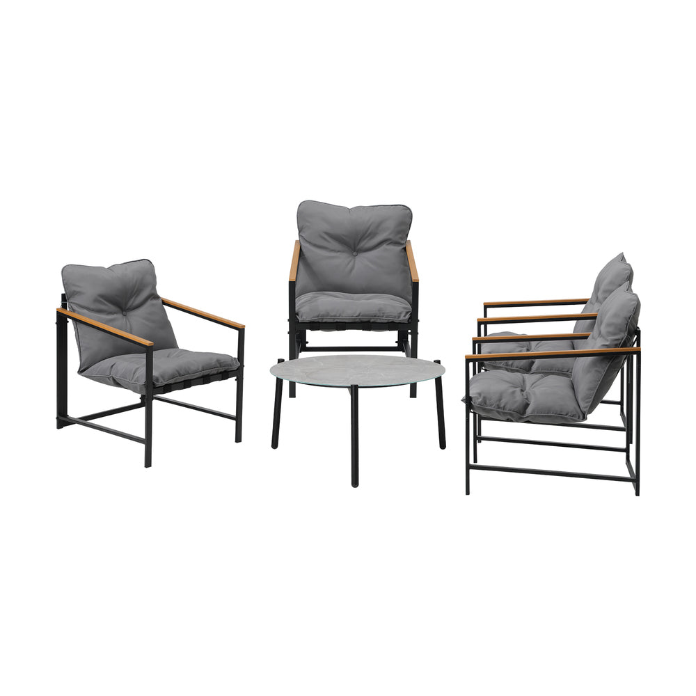 4 Seater Outdoor Patio Set 70CM Round Grey Marble Table