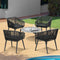 Livsip 5‑Piece Outdoor Patio Set – Grey Rope Chairs & Marble‑Look Glass Table