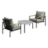 3PCS Outdoor Lounge Set Grey 70cm Coffee Table Chairs