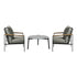 3PCS Outdoor Lounge Set Grey 70cm Coffee Table Chairs
