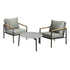 3PCS Outdoor Lounge Set Grey 70cm Coffee Table Chairs