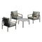 4PCS Outdoor Lounge Set Grey 70cm Coffee Table with Chairs