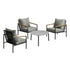 4PCS Outdoor Lounge Set Grey 70cm Coffee Table with Chairs