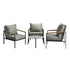 4PCS Outdoor Lounge Set Grey 70cm Coffee Table with Chairs