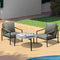 3‑Piece Outdoor Patio Set – Grey Chairs & Marble‑Look Glass Table (70cm)