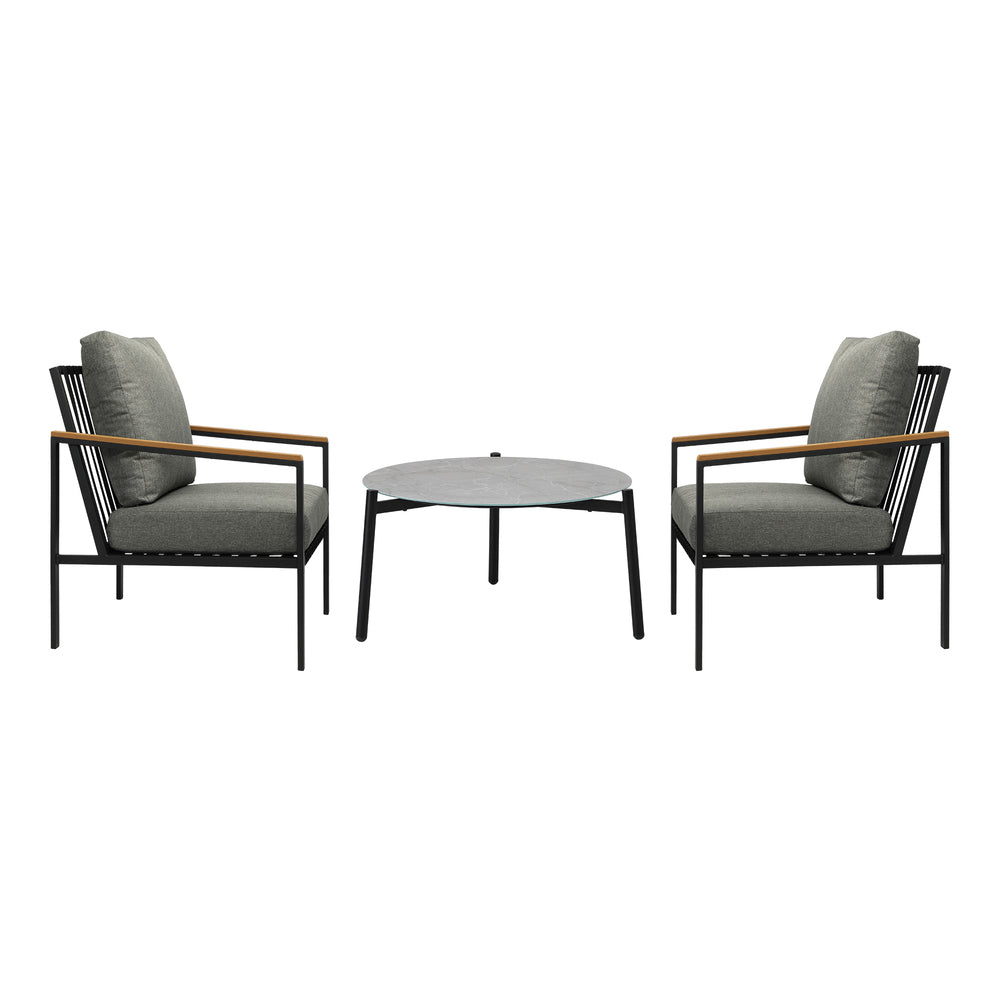 3PC Outdoor Patio Lounge Set 70cm Coffee Table Sofa Chairs