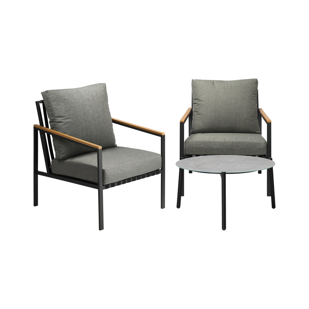 3PC Outdoor Patio Lounge Set 70cm Coffee Table Sofa Chairs