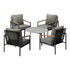 5PC Outdoor Patio Set Grey 70cm Coffee Table Sofa Chairs
