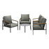 5PC Outdoor Patio Set Grey 70cm Coffee Table Sofa Chairs