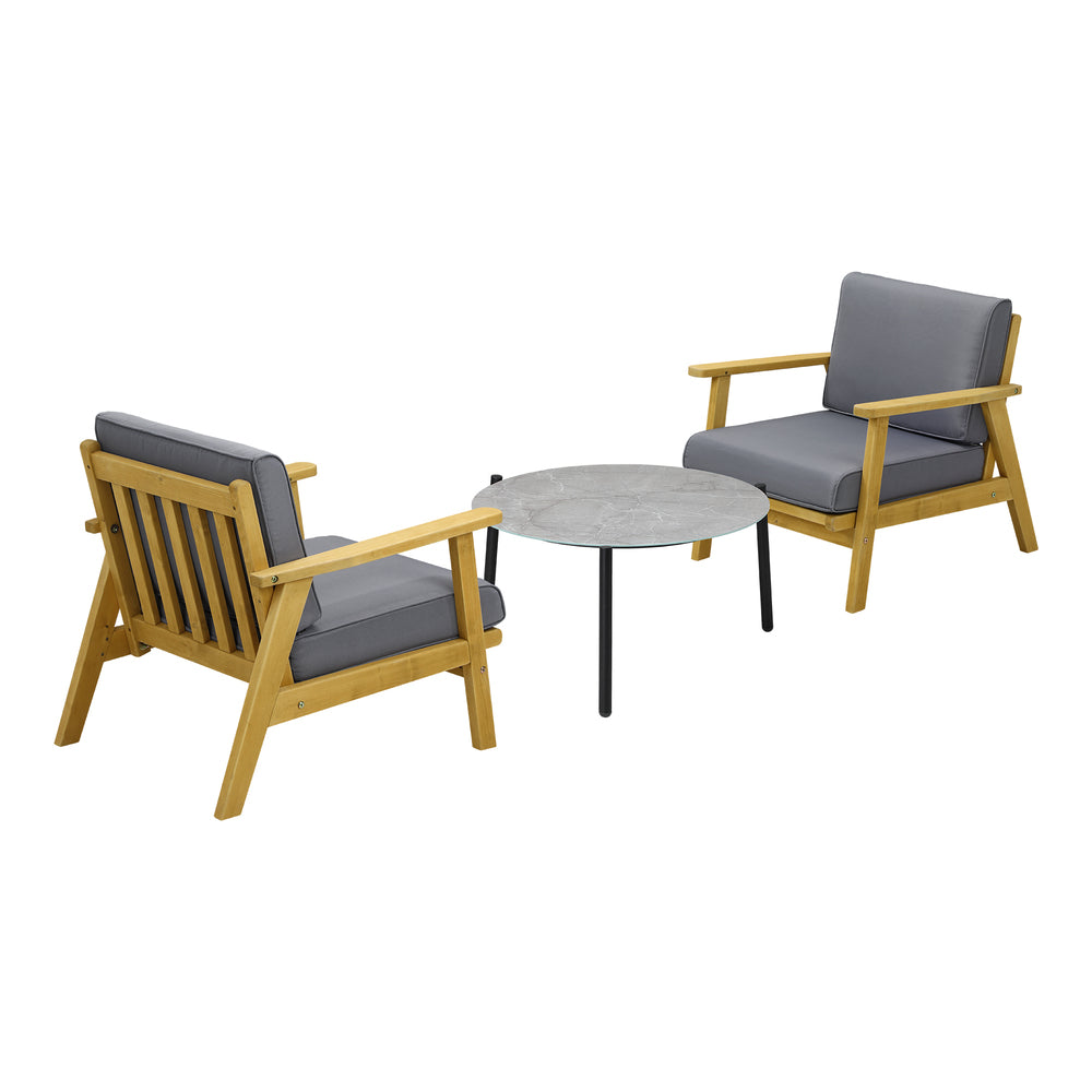 Outdoor Lounge Set 3PCS 70cm Grey Coffee Side Table