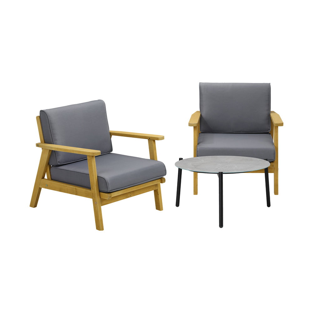 Outdoor Lounge Set 3PCS 70cm Grey Coffee Side Table