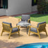 4PCS Outdoor Lounge Set Grey Coffee Side Table with Chairs