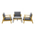 4PCS Outdoor Lounge Set Grey Coffee Side Table with Chairs