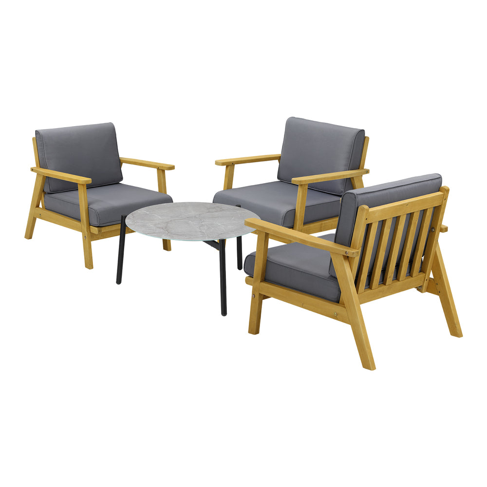 4PCS Outdoor Lounge Set Grey Coffee Side Table with Chairs