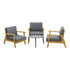 4PCS Outdoor Lounge Set Grey Coffee Side Table with Chairs