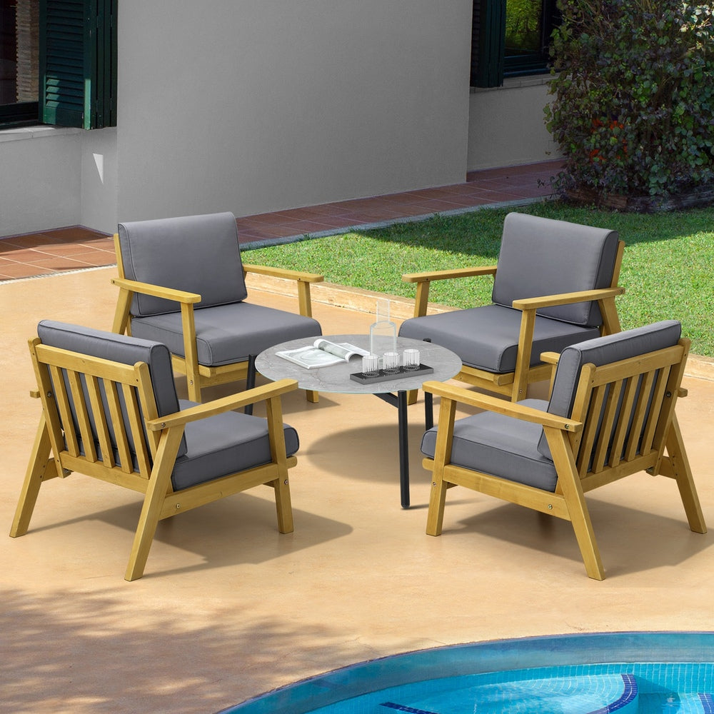 4 Seater Outdoor Lounge Set 70cm Grey Coffee Side Table