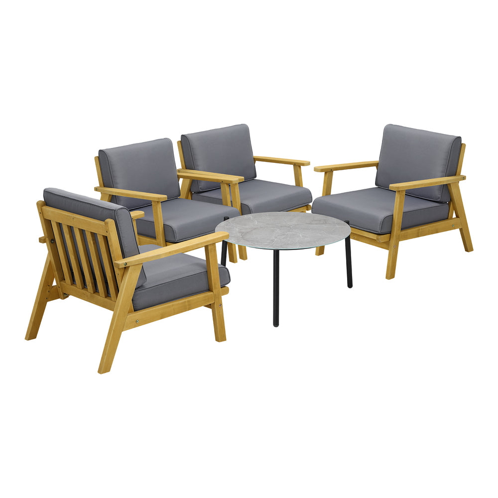 4 Seater Outdoor Lounge Set 70cm Grey Coffee Side Table
