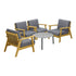 4 Seater Outdoor Lounge Set 70cm Grey Coffee Side Table