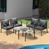 6PCS Outdoor Patio Set Grey 70cm Coffee Table Set Grey Chairs