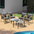 Livsip 6PCS Outdoor Patio Set Grey 70cm Coffee Table Set Natural Chairs