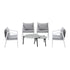 6PCS Outdoor Patio Set Grey 70cm Coffee Table Set White Chairs