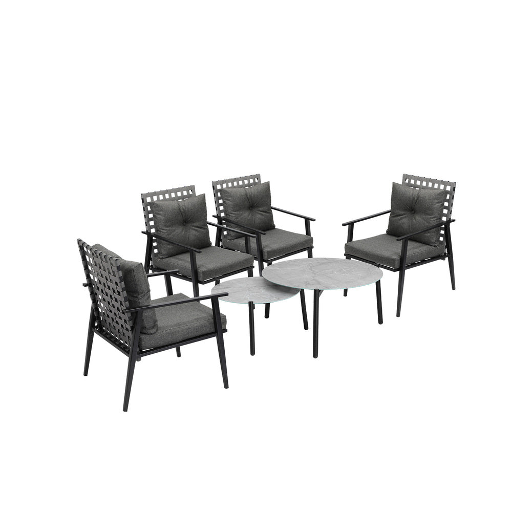 Outdoor Patio Set 2pc Grey Table Sets 4pc Rattan Black Chairs