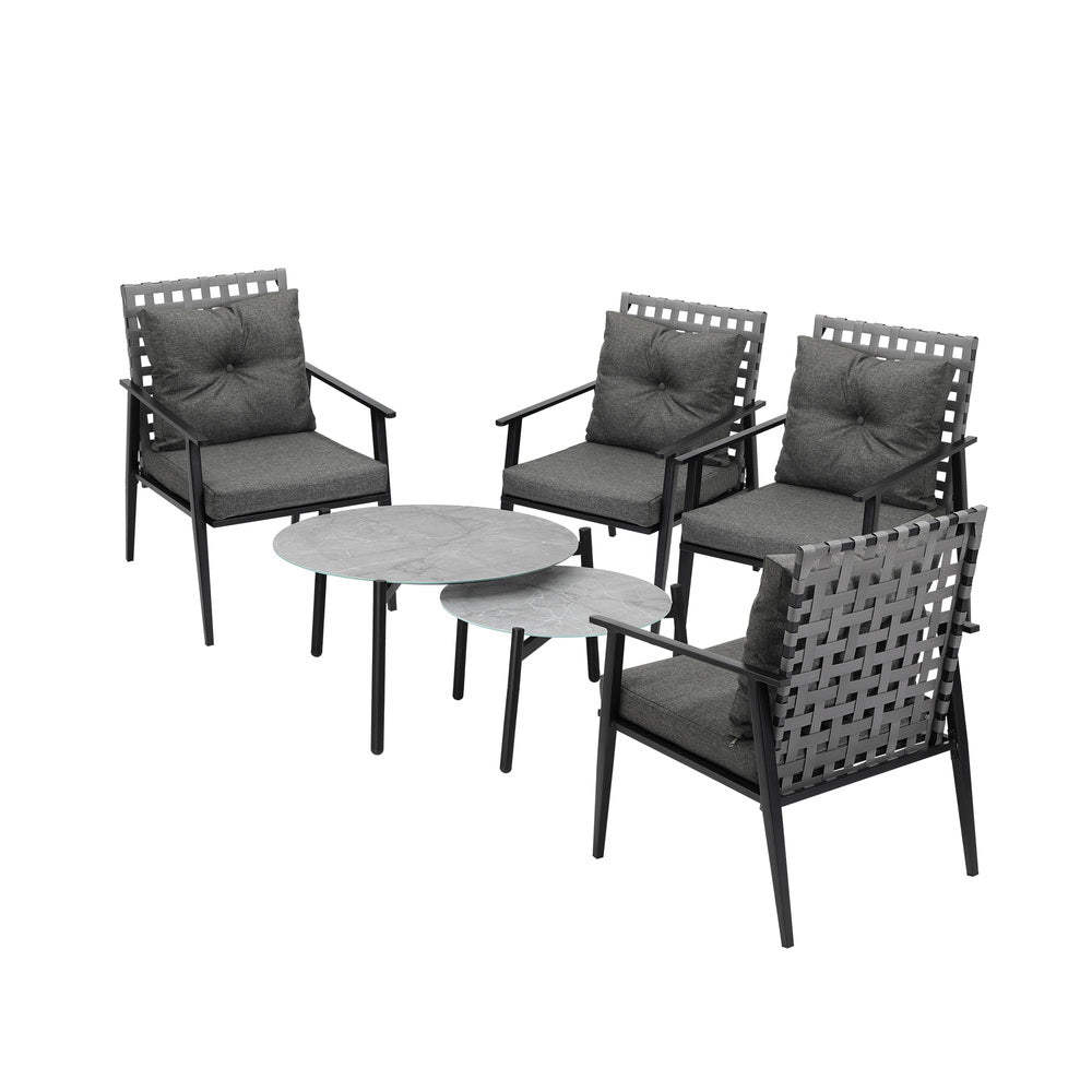 Outdoor Patio Set 2pc Grey Table Sets 4pc Rattan Black Chairs