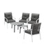 6pc Outdoor Patio Set Grey Round Table 4pc Rattan White Chairs