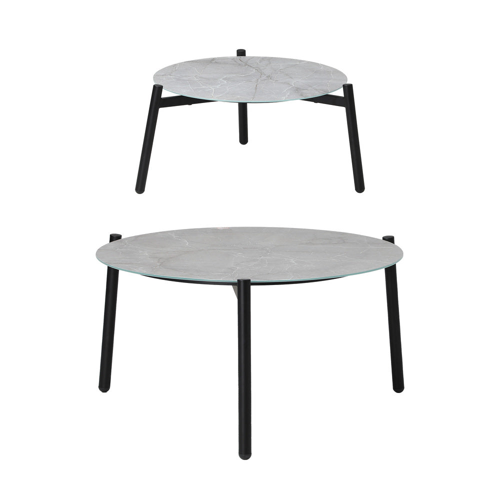 6pc Outdoor Patio Set Grey Round Table 4pc Rattan White Chairs