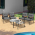 Livsip 6PCS Outdoor Patio Set Grey Table Set with Black Chairs