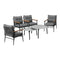 Livsip 6PCS Outdoor Patio Set Grey Table Set with Black Chairs