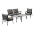 Livsip 6PCS Outdoor Patio Set Grey Table Set with Black Chairs