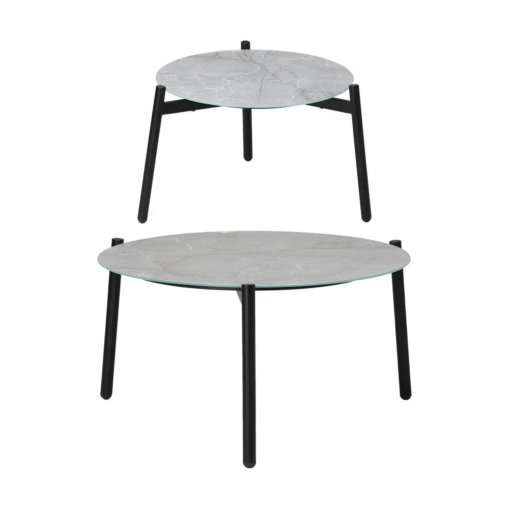 Livsip 6PCS Outdoor Patio Set Grey Table Set with Black Chairs