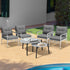6PCS Outdoor Patio Set Grey Table Set with White Chairs
