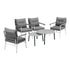 6PCS Outdoor Patio Set Grey Table Set with White Chairs