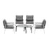 6PCS Outdoor Patio Set Grey Table Set with White Chairs