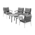 6PCS Outdoor Patio Set Grey Table Set with White Chairs