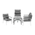 6PCS Outdoor Patio Set Grey Table Set with White Chairs