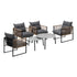 6PCS Outdoor Patio Set Grey Coffee Table Set Rattan Chairs