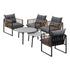 6PCS Outdoor Patio Set Grey Coffee Table Set Rattan Chairs