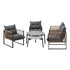 6PCS Outdoor Patio Set Grey Coffee Table Set Rattan Chairs