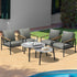 6PCS Outdoor Lounge Set Grey Coffee Table Set with Chairs