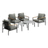 6PCS Outdoor Lounge Set Grey Coffee Table Set with Chairs