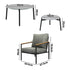 6PCS Outdoor Lounge Set Grey Coffee Table Set with Chairs