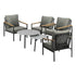 6PCS Outdoor Lounge Set Grey Coffee Table Set with Chairs